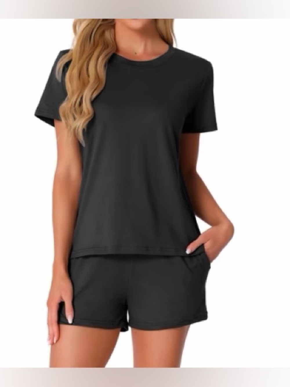 Everyday Black Short Sleeve Pajama/Lounge Set